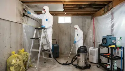 Richardson, TX water damage mold removal team inspecting damp walls and crawl spaces