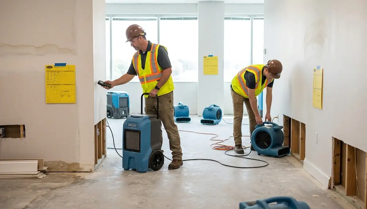 Structural drying for water damage in Richardson, TX home with industrial drying equipment